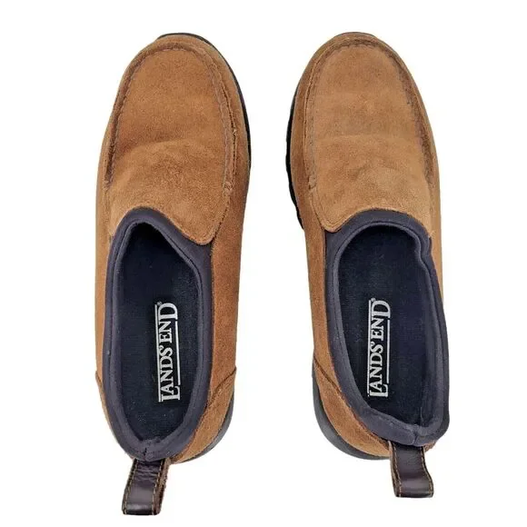 Lands End Womens Brown Suede Shoes Size 8B Slip On Nice Tread Winter Moc - Picture 4 of 9